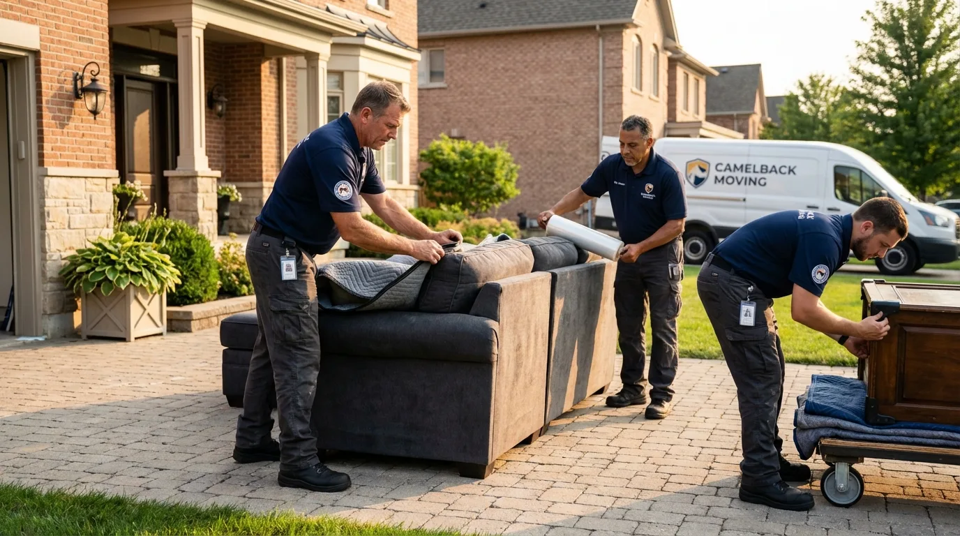 Large estate moving crew wrapping furniture in Lubbock, TX